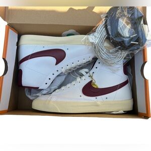 Nike Blazer Mid ‘77 White with Maroon Swoosh
